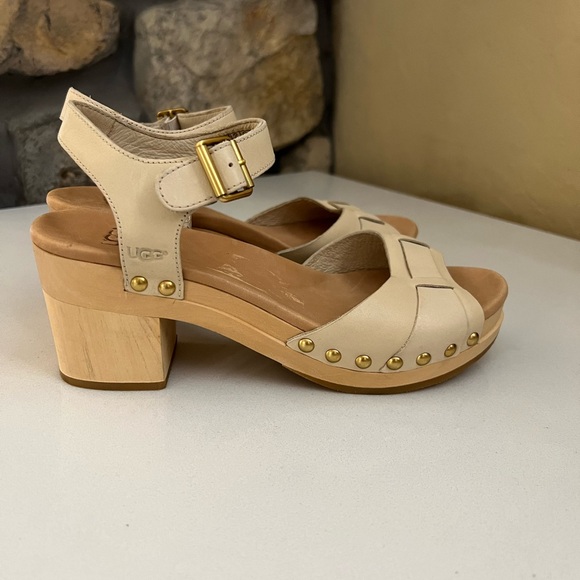 UGG Janie Antique Leather Clog Sandals Size 6 - Picture 3 of 10